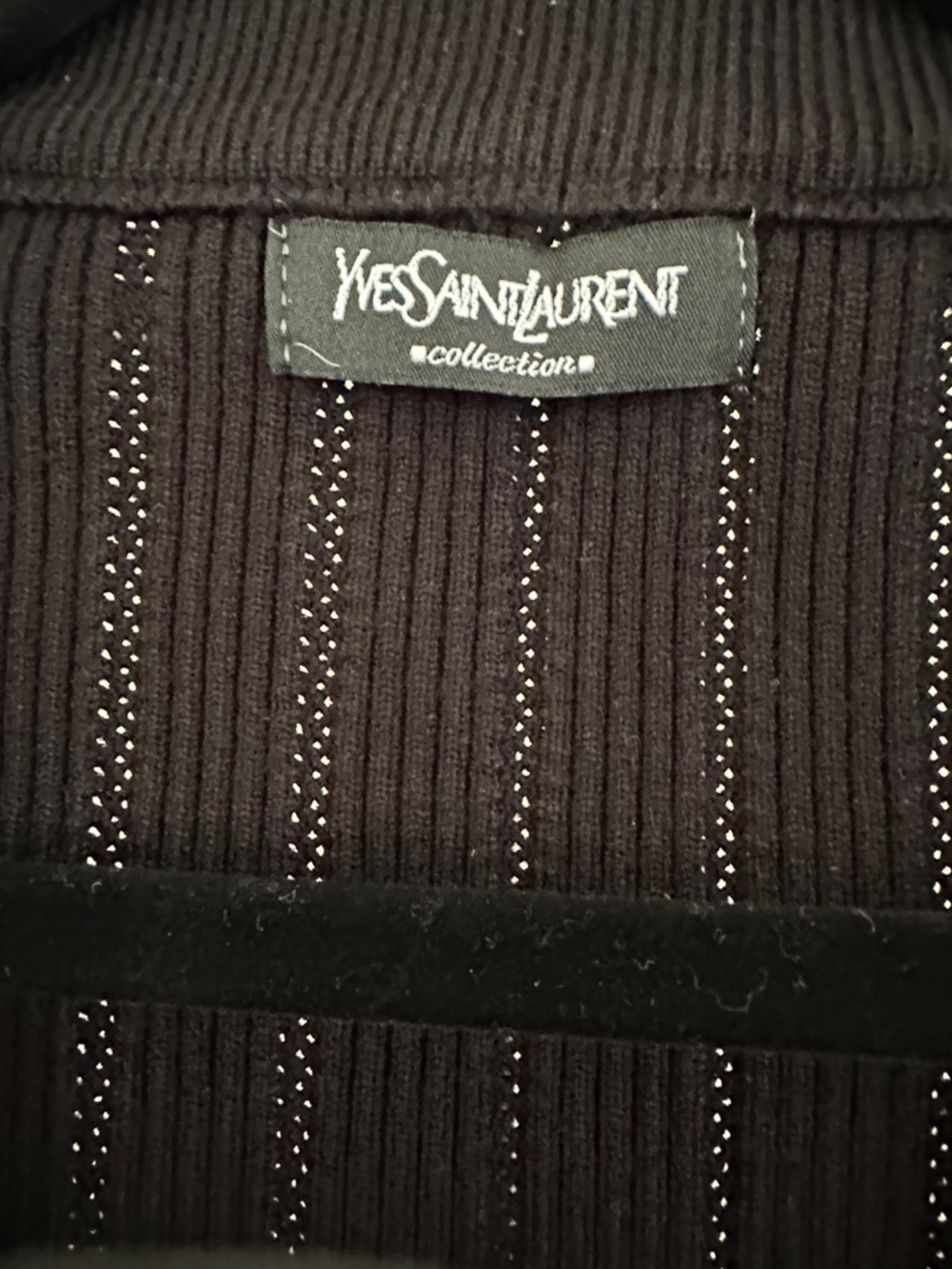 Yves Saint Laurent Black Cropped Ribbed Jacket with Gold Buttons - Picture 3 of 4